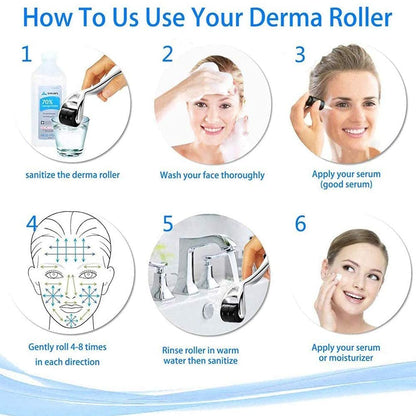Derma Roller Stainless Steel - Microderma Roller - Microneedle Roller with Case-Personal Use Microneedling Roller -192 Micro Needle Dermal Roller