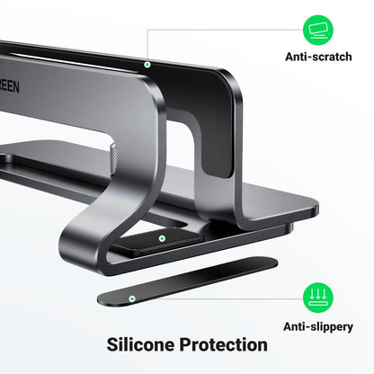 UGREEN Vertical Laptop Stand for Desk Adjustable Laptop Holder Dock Aluminum Desktop Stand, Compatible for MacBook Air Pro, Microsoft Surface(Grey)