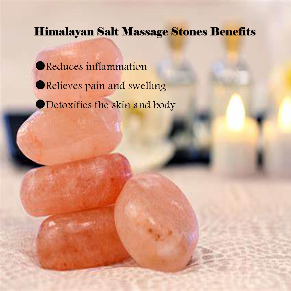 QYLHH Moon Shape Himalayan Salt Massage Stones Hot Massage Cold Massage Stones Set Warm Rocks Kit for Facial SPA