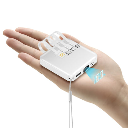 Portable Charger with Built-in Cable,12000mAh 22.5W Fast Charging Small Power Bank,USB C Input/Output with Smart LED Display,External Battery Pack for iPhone,Tablet,Samsung