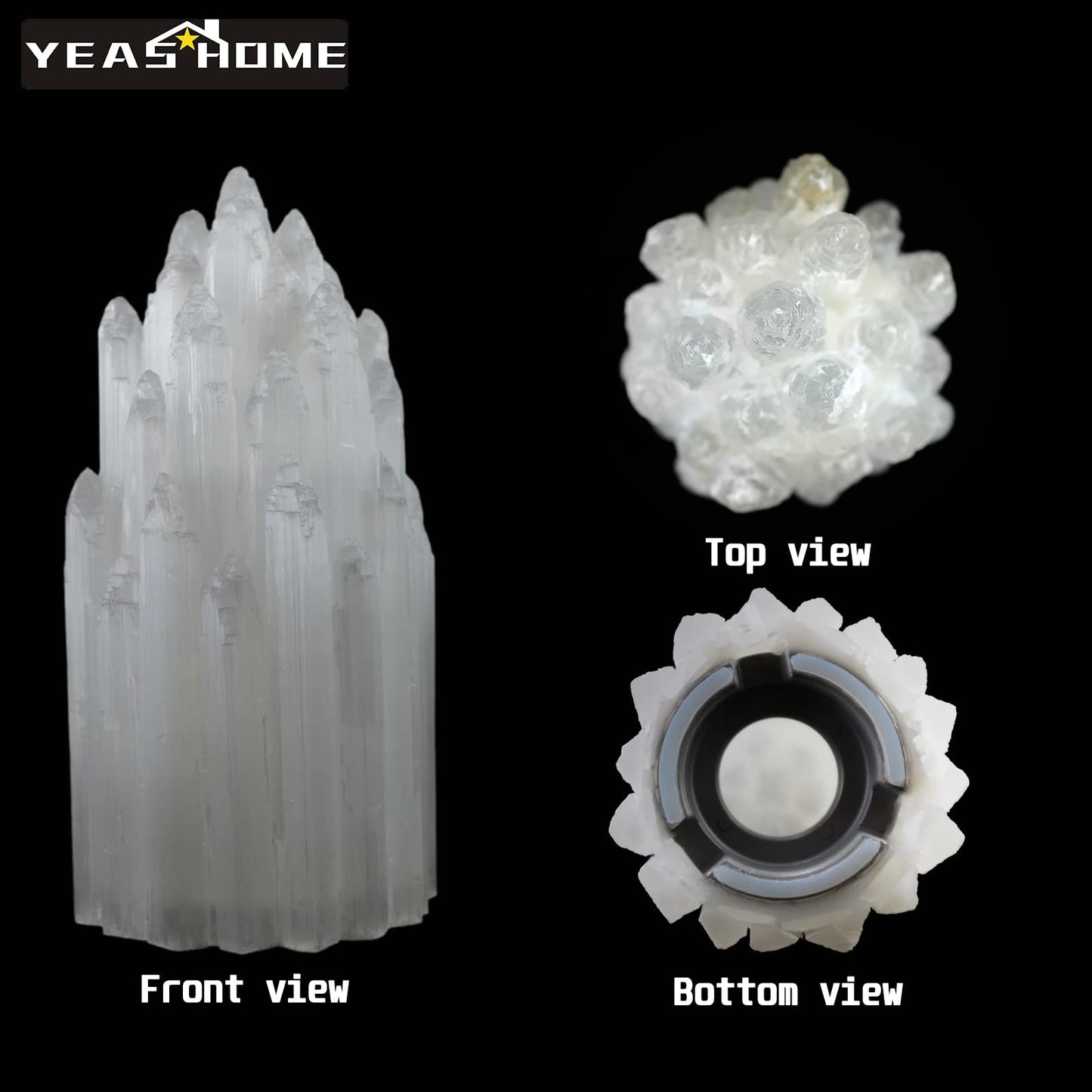 Handcrafted Selenite Lamp Carved Tower, White