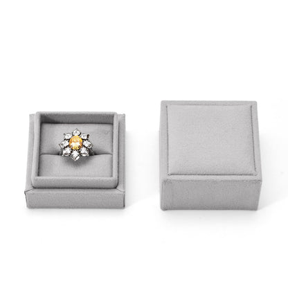 Oirlv Ring Gift Box with Lid Magnetic Gray Boxes for Wedding Proposal Gift Birthday Present with Card(Gray)
