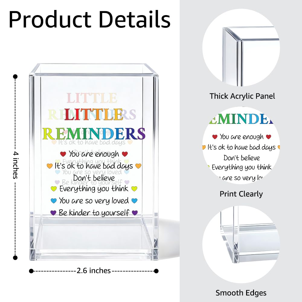 Gkodw Little Reminders Pen Holder Cosmetic Organizer, Fun Self Love Pen Pencil Holders for Desk, Appreciation Little Reminders Desk Accessories, Home Office Gifts Organizer for Daughter Son Therapist
