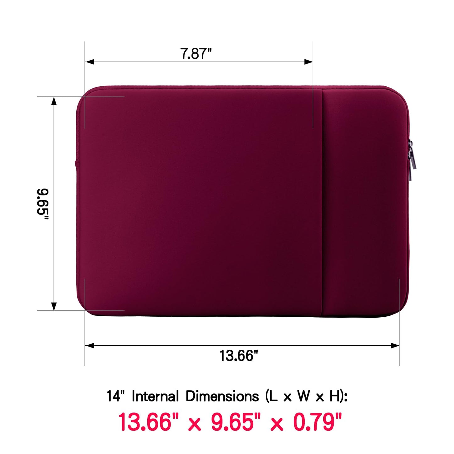RAINYEAR 14 Inch Laptop Sleeve Compatible with 14" Notebook Computer Chromebook, 15" Macbook Pro M4 M3 M2 Protective Case with Front Pocket & Accessories Pouch(Red,Upgraded Version)