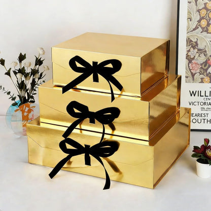 GoooodGift Extra Large Gift Box Gold 1 Pack 16x13.5x5.3 inch Luxury Gift Box for Presents with Magnetic Closure Lid Collapsible,Birthday,Christmas,Wedding,Contains Shredded Paper Filler