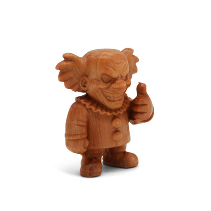 GOOFBALLS Mini Wooden Figurine – Funny Desk Toy, Cute, Quirky Collectible, Unique Gift for Office or Home Décor Shelf Display - Creepy Clown