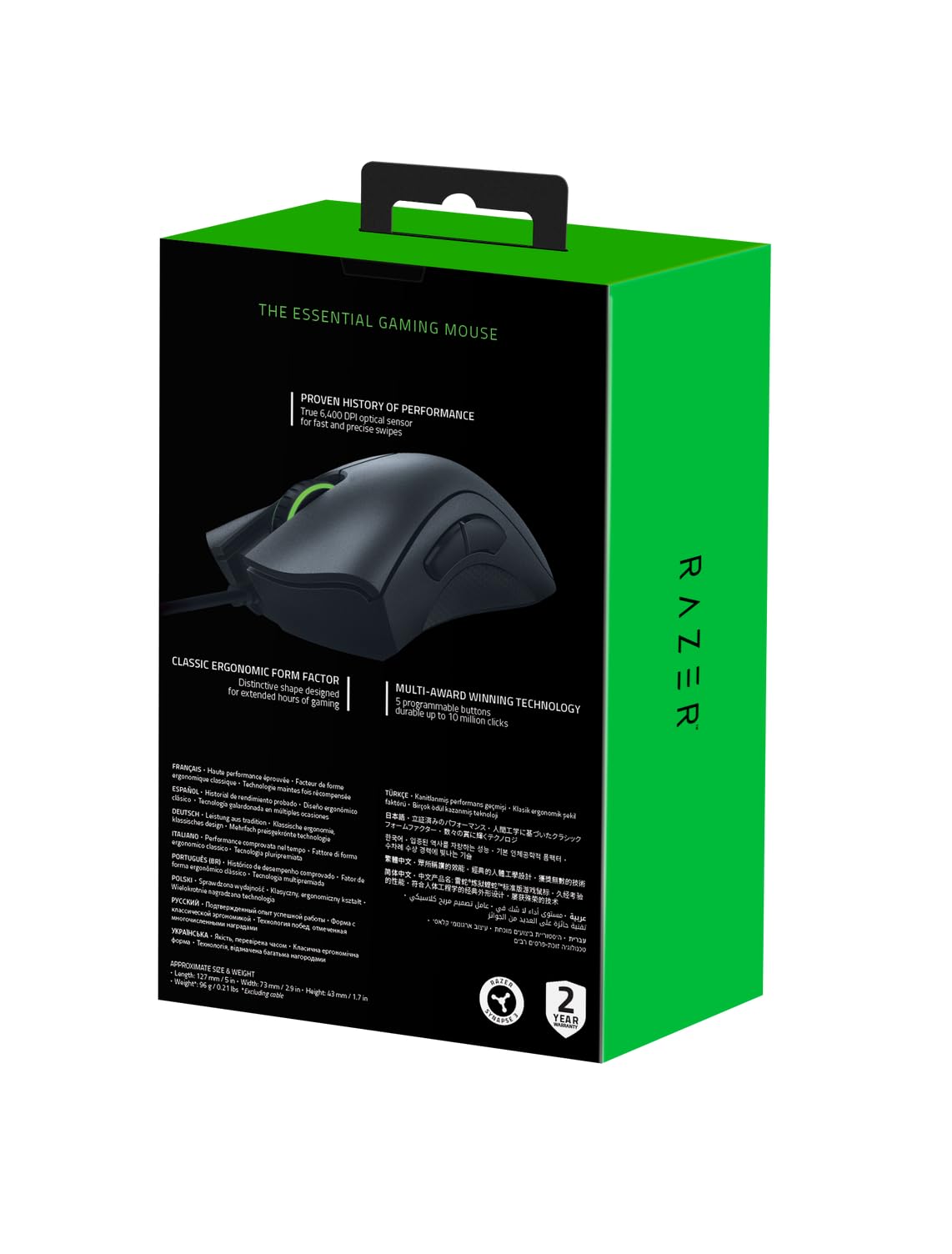 Razer DeathAdder Essential (2021) - Wired Gaming Mouse (Optical Sensor, 6400 DPI, 5 Programmable Buttons, Ergonomic Form Factor) Black