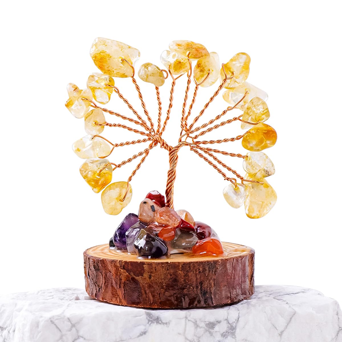 DYBEATY Crystal Tree Gifts for Women 6 Sets Handcrafted Tree of Life Healing Crystals Stones for Positive Energy Good Luck Home and Office Decor for Mom Dad Lovers Friends (6 Sets)