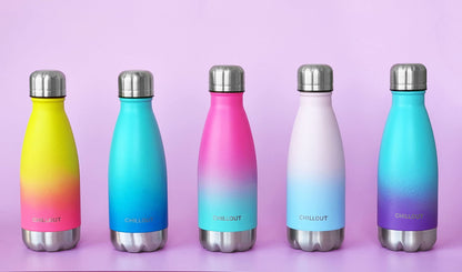 CHILLOUT LIFE Stainless Steel Water Bottle for Kids School: 12 oz Double Wall Insulated Cola Bottle Shape for Cold and Warm Drinks, BPA Free Metal Sports Bottle for Boys, Girls & Women