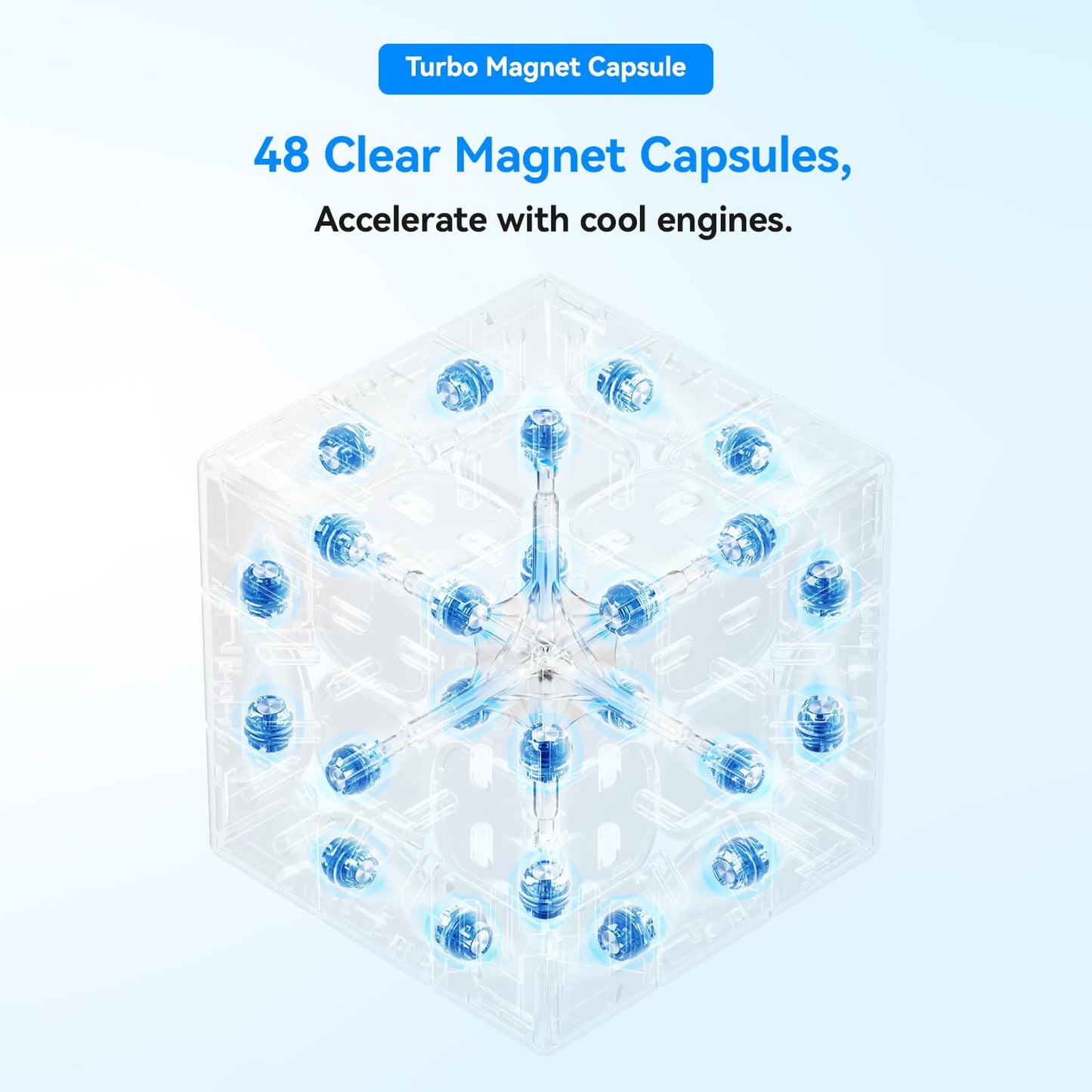 GAN356 M E Magnetic Speed Cube, 3x3 Magic Cube Professional Fast Smooth Turning with Turbo Magnet Capsule 2.0 and GES Pro+ for Kids & Adults(Frosted Coated)