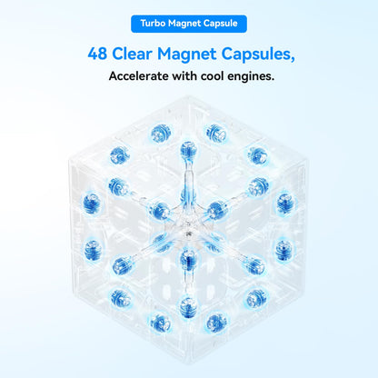 GAN356 M E Magnetic Speed Cube, 3x3 Magic Cube Professional Fast Smooth Turning with Turbo Magnet Capsule 2.0 and GES Pro+ for Kids & Adults(Frosted Coated)