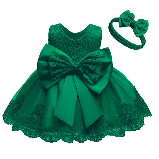 WZSYGDTC Little Girl Baptism Christening Lace Embroidery Dresses Toddler Wedding Bridesmaid Tutu Frocks(Green,12M)