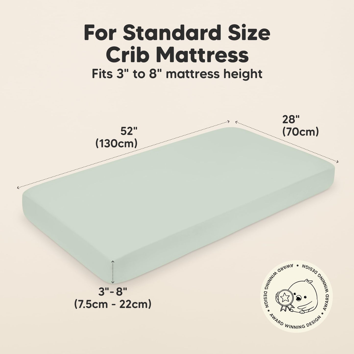 KeaBabies 2-Pack Organic Cotton Crib Sheets for Boys, Girls - 52x28 Fitted Crib Mattress Sheet Neutral, Breathable Cover for Baby Bed Set, Toddler Mattress, Soft & Cute Prints (Sage)