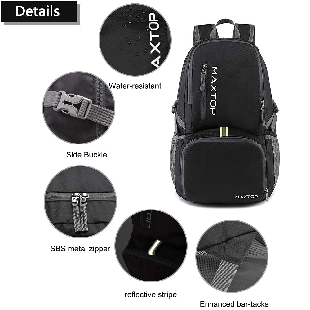 MAXTOP 40L Ultra Lightweight Packable Backpack Foldable Rucksack Water Resistent For Men Women Kids Outdoor Camping Hiking Travel Daypack Handy Durable …