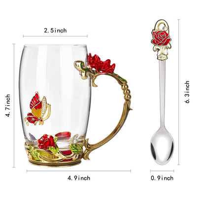 OEAGO Gifts for Mom Women Valentines Day Gifts for Her Glass Coffee Enamels Mug Best Birthday Valentine's for Girlfriend Wife Mothers Day from Daughter Son Tea Cup Stocking Stuffers Christmas