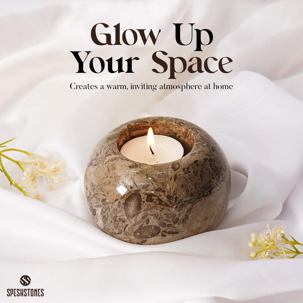 SPESHSTONES Marble Tealight Candle Holder 3.5 Inch Stone Votive Candle Holders for Tables Centerpieces Decor - Small Candles Holders for Wedding Gifts