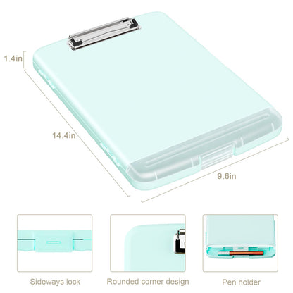 Piasoenc Clipboard with Storage, 8.5 x 11 Organization Box with Pen Holder and A4 Legal Paper Folder, Folio & Side-Opening, Low Profile Clip,for Nurses,Teachers, Size 14 x 9.6 x 1.2 in, Blue