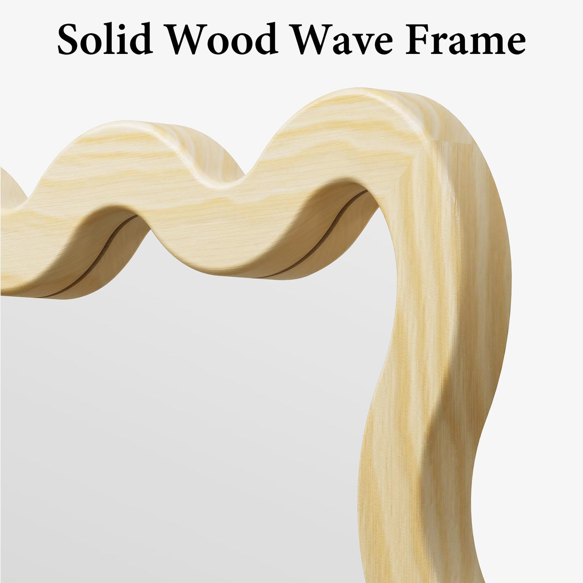 Pocetry 22"x30" Wood Wavy Wall Mirror for Powder Room, Solid Wood Squiggle Mirror for Vanity, Small Asymmetrical Irregular Mirror, Natural Wooden Boho Aesthetic Decor