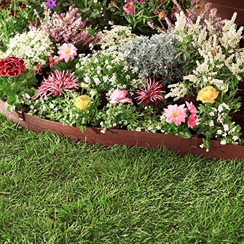 Amazon Basics Landscape Garden Lawn Edging Coil Border, Landscape Edging Kit ,Pack of 10 Stakes, 5 inch x 40FT, Brown