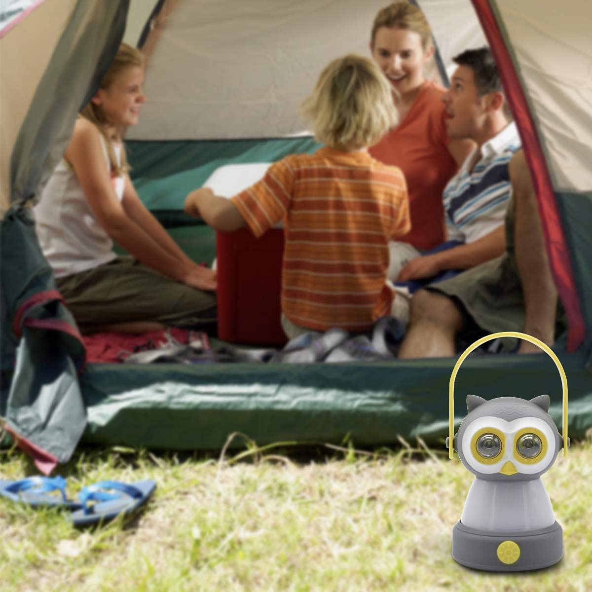 Outdoor Equipment LED Camping Lantern & Headlamp Set for Kids, FANT.LUX Battery Powered Night Light for Emergency, Hurricane, Lightweight Tent Lamp for Children (Owl Set)