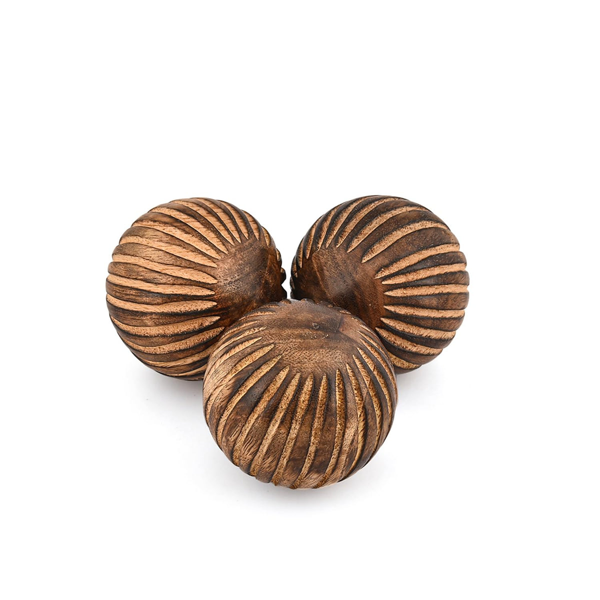 Mahasu Decorative Balls Set of 3 Mango Wood Home Decor Modern Balls for Living Room, Bedroom, Kitchen (3" x 3"x 3")