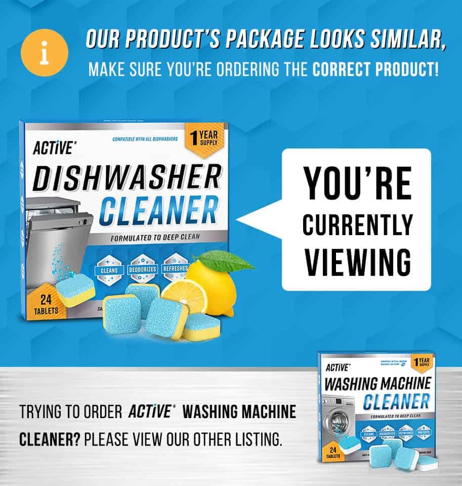 Dishwasher Cleaner and Deodorizer Tablets - 24 Pack ACTIVE Deep Cleaning Descaler for Dish Washer Machine - Heavy Duty Limescale, Grime, Calcium, Odour Remover, Natural, Septic-Safe - 12 Month Supply