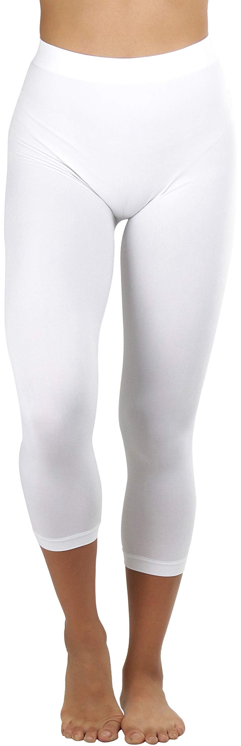 ToBeInStyle Women's Seamless Capri Leggings - White - One Size Regular