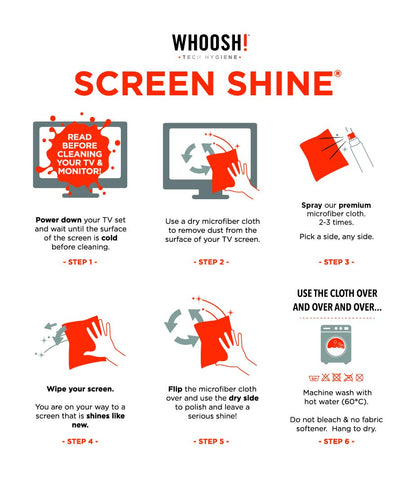 WHOOSH! Screen Shine Go MacBook Screen Cleaner - 30 mL Pocket-Sized, Travel Approved Bottle with Microfiber Cloth - Powerful, Streak-Free Cleaning for Car Screens, Laptop, Glasses, Phone Cleaning Kit
