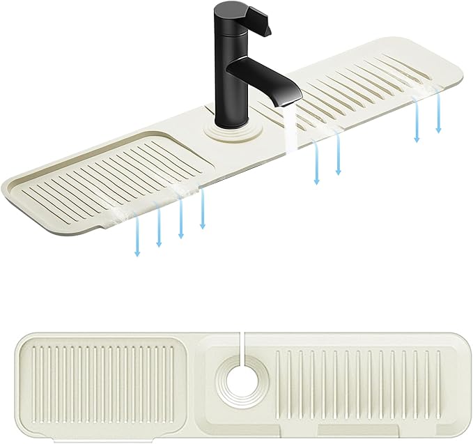 5° Slope Kitchen Sink Faucet Mat, Kitchen Sink Splash Guard, Silicone Material