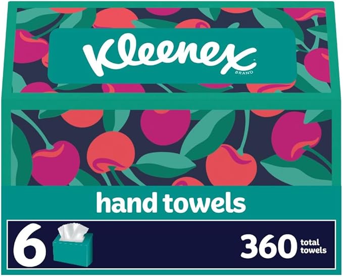 Kleenex Disposable Paper Hand Towels, 6 Boxes, 60 Tissues per Box, Packaging