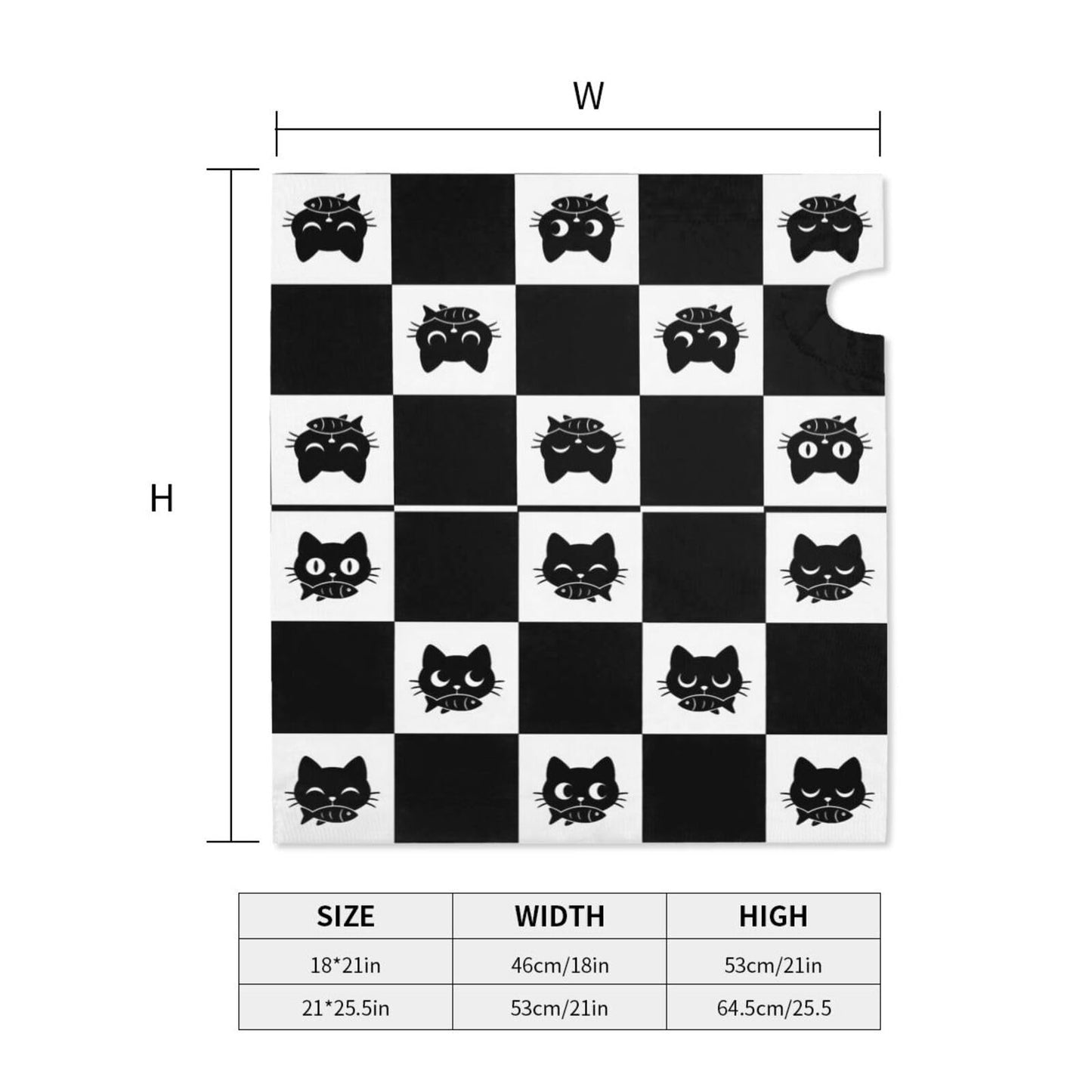 Black and White Checkered Cat with Fish Mailbox Covers, Mail Wraps Yard Home Decor for Outdoor Garden Standard Size 21x18 in