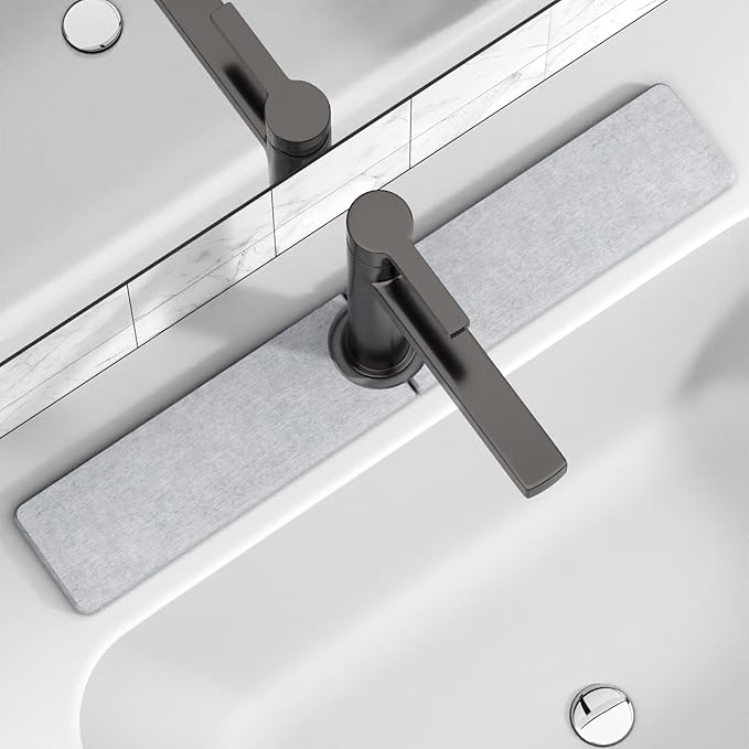 23.6" x 4" Stone Faucet Mat for Kitchen Sink, Quick Drying Diatomite Sink Tray