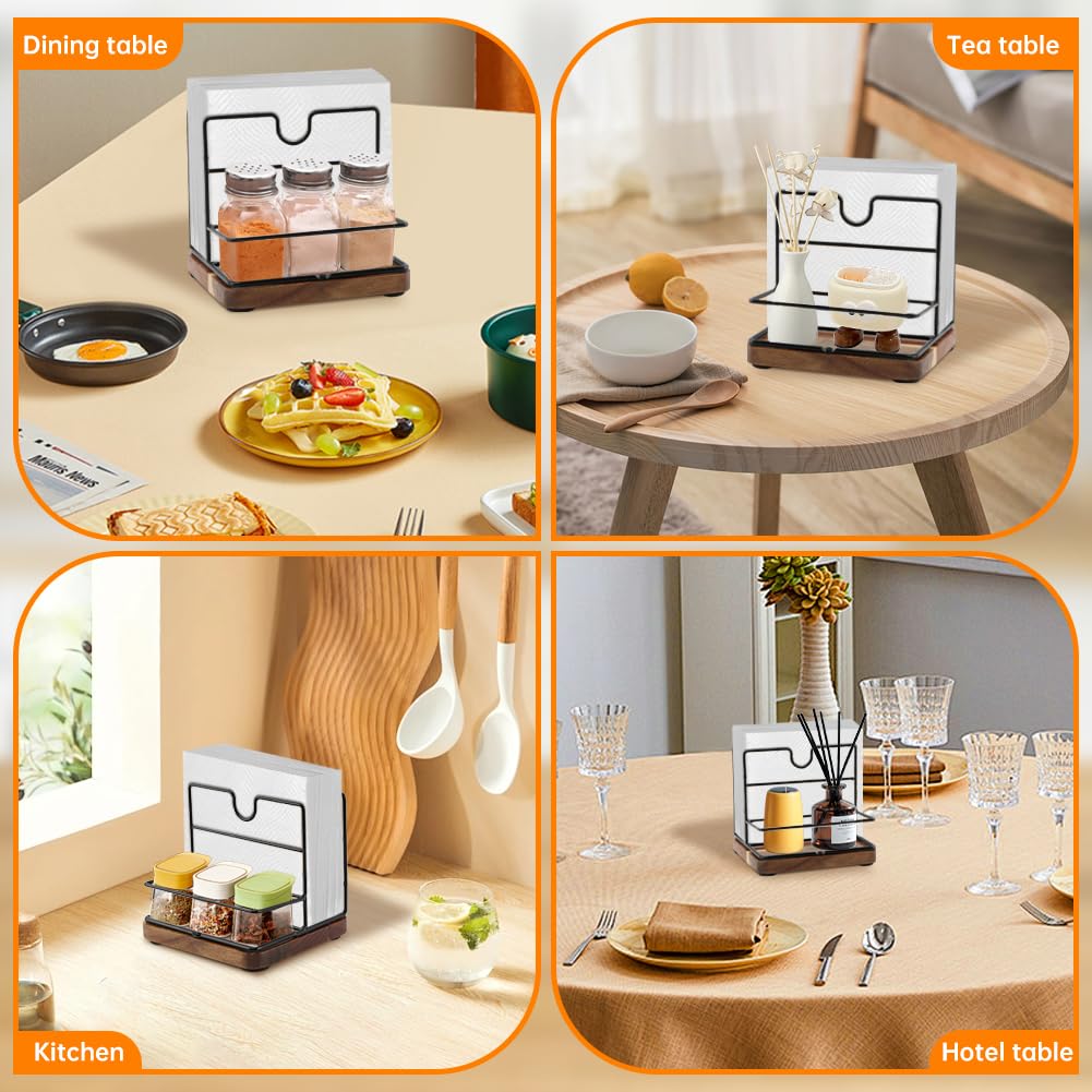 Rustic Napkin Holder for Salt and Pepper Shakers,Napkin Salt and Pepper Holder for Table(Wood)
