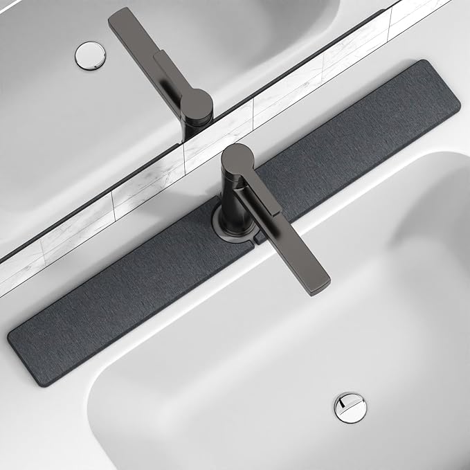 30" x 4" Stone Faucet Mat for Kitchen Sink, Quick Drying Diatomite Sink Tray