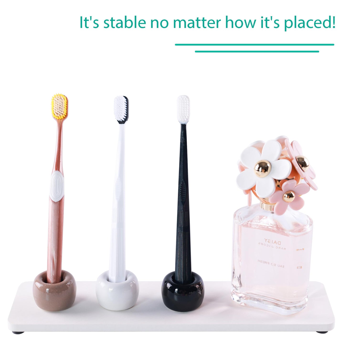 NiuYichee Set of 6 Sleek Mini Ceramics Toothbrush Holder, Small Ceramic Ring, Perfect Size for Bathroom Vanity Countertops