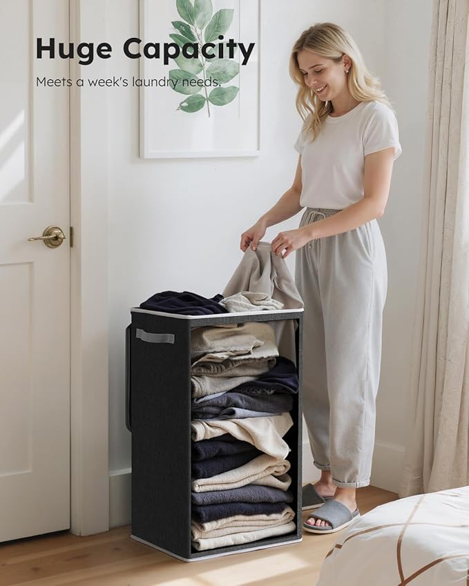 SOLEDI Laundry Hamper with Lid 90L Large & Tall Collapsible Laundry Basket
