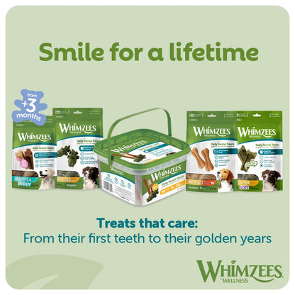 WHIMZEES By Wellness Stix, Dog Dental Sticks, 30 Pieces (1 Month Supply), Size M, Dog Chews for Medium Breeds, Natural, Grain-Free, Rawhide-Free, Vegetarian