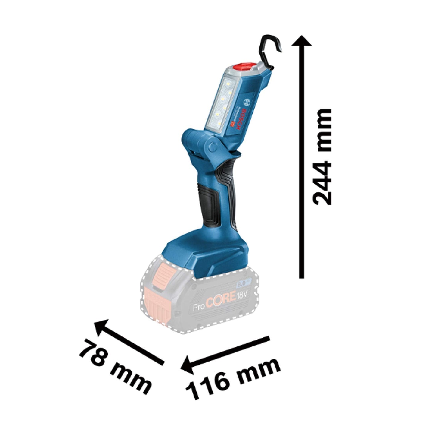 Bosch Professional 18V System Cordless LED Construction Site Floodlight GLI 18V-300 (max. brightness 300 lumen, without battery/charger)