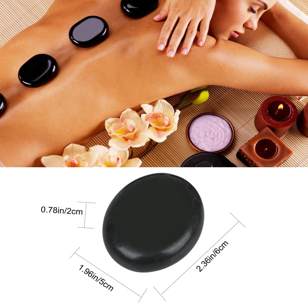QYLHH 6 Pcs Medium Hot Massage Stones Set Natural Basalt Warm Rocks Kit for Home Spa Massager for Back&Leg& Face &Foot