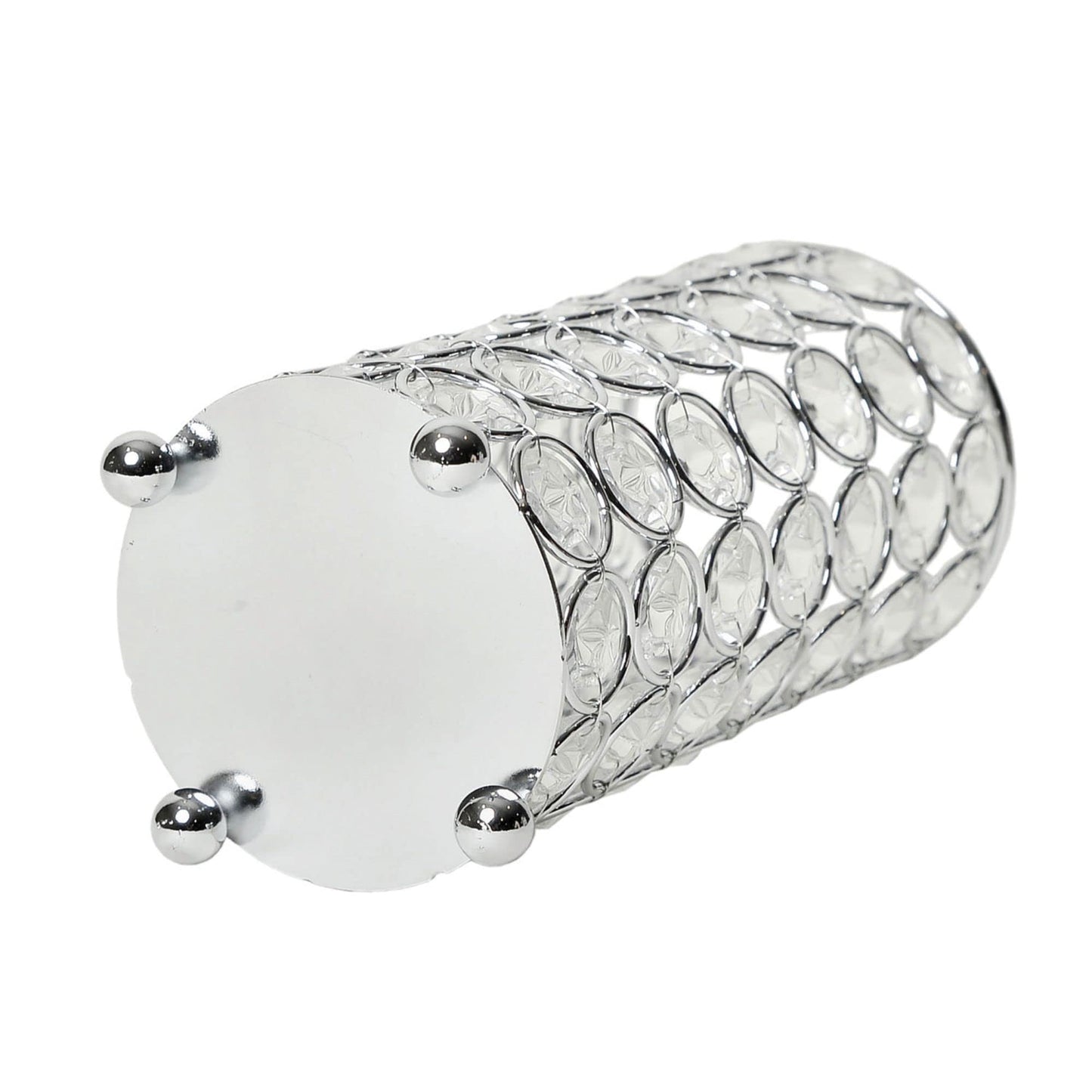 Elegant Designs HG1002-CHR Elipse Crystal Decorative Flower Vase, Candle Holder, Wedding Centerpiece, 6.75 Inch, Chrome