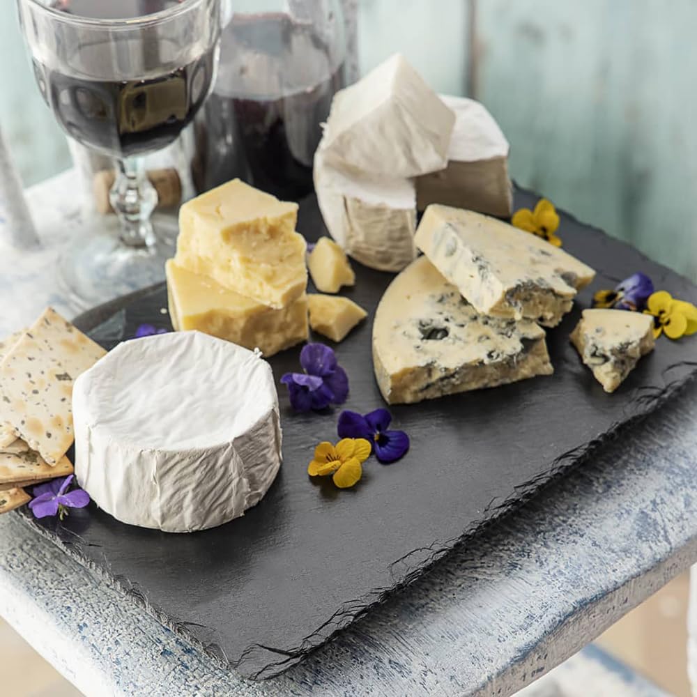RUNANDYUE 6-Pack 13 * 5.5 Slate Cheese Board for Cheese Meat Appetizers Sushi Cake Fruit,Slate for Laser Engraving Draw, for Brunch Dinner,Reception Meals (6 Pack, 13x5.5)