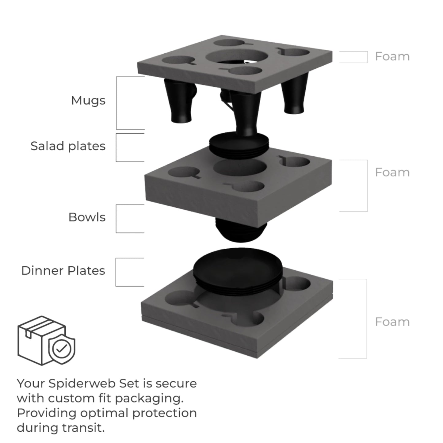 Nomnu Spiderweb Dinnerware Set (16 Pieces) - Goth Dinnerware Set - Black Matte Porcelain - 4 Dinner Plates 4 Salad Plates 4 Bowls 4 Mugs - Halloween Spooky Dishes Gothic Kitchen Decor Gifts