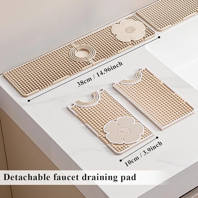 Faucet Mat for Kitchen Sink Splash Guard, 15 Inch Long Faucet Draining Mat