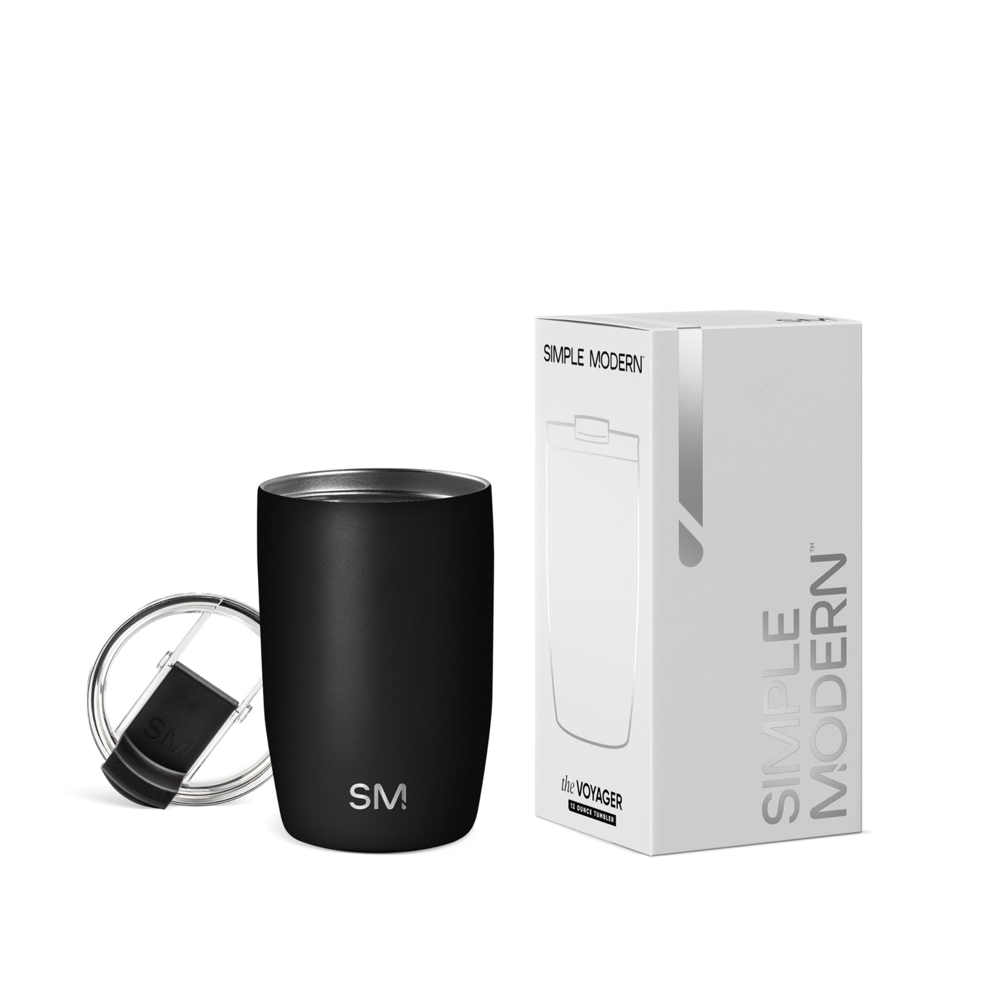 Simple Modern Travel Coffee Mug Tumbler with Flip Lid | Insulated Stainless Steel Iced Coffee Cup | Gifts for Women & Men | Voyager Collection | 350ml | Midnight Black