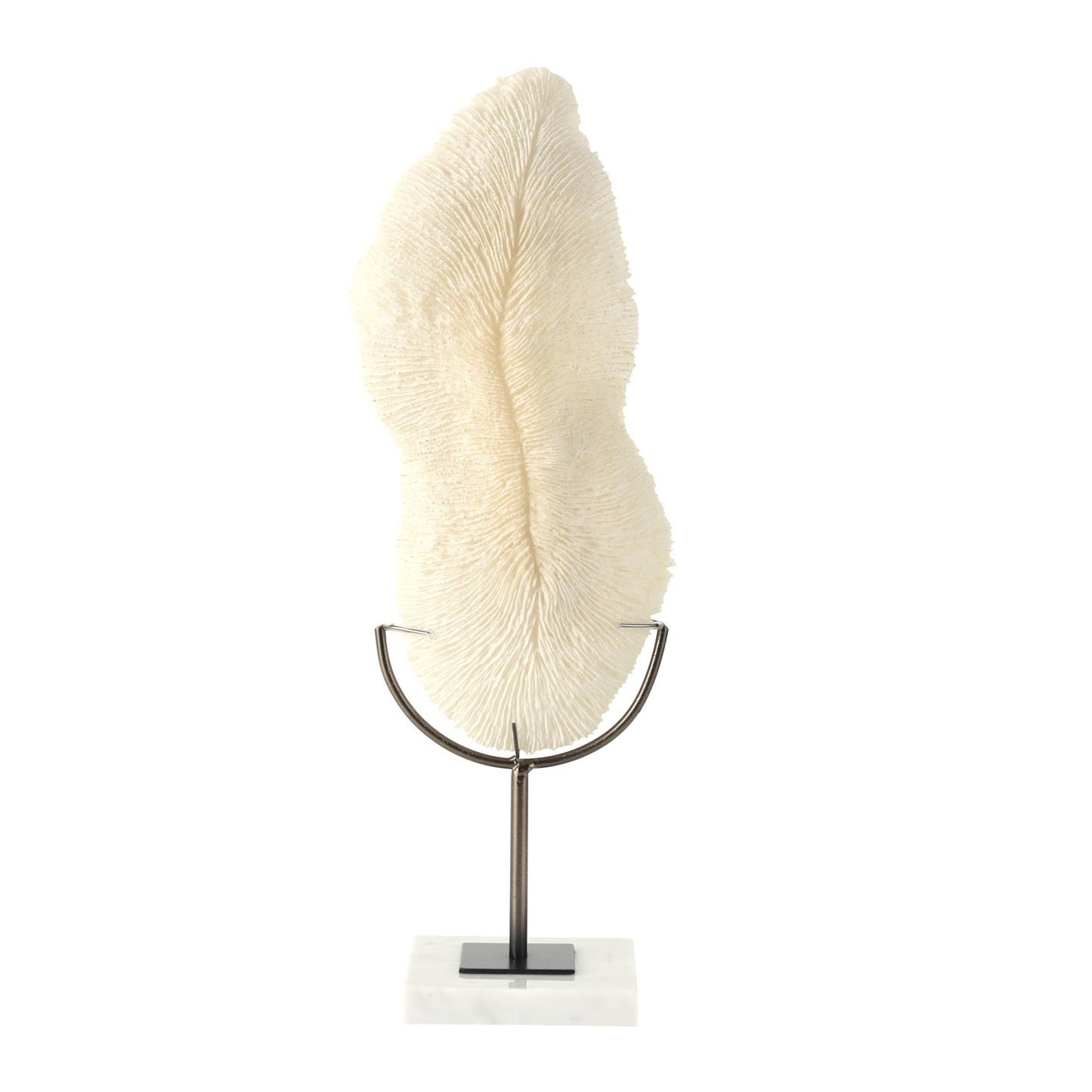 Deco 79 Polystone Coral Decorative Sculpture Abstract Textured Home Decor Statue with Gray Stand and Acrylic Base, Accent Figurine 7" x 5" x 19", Cream