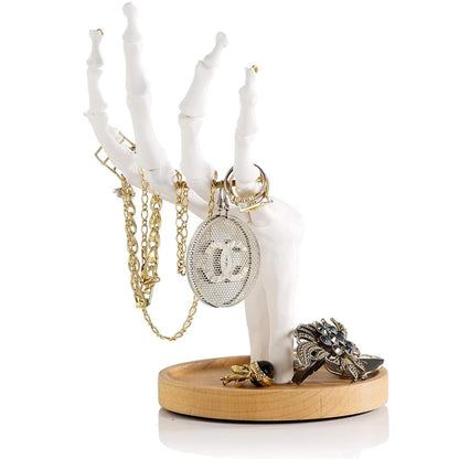 Suck UK Gothic Decor - Skeleton Hand - Gothic Home Decor - Jewelry Holder - Goth Gifts For Women - Jewelry Organizer - Halloween Decorations - Goth Desk Accessories | Ring Holder | Trinket Dish White
