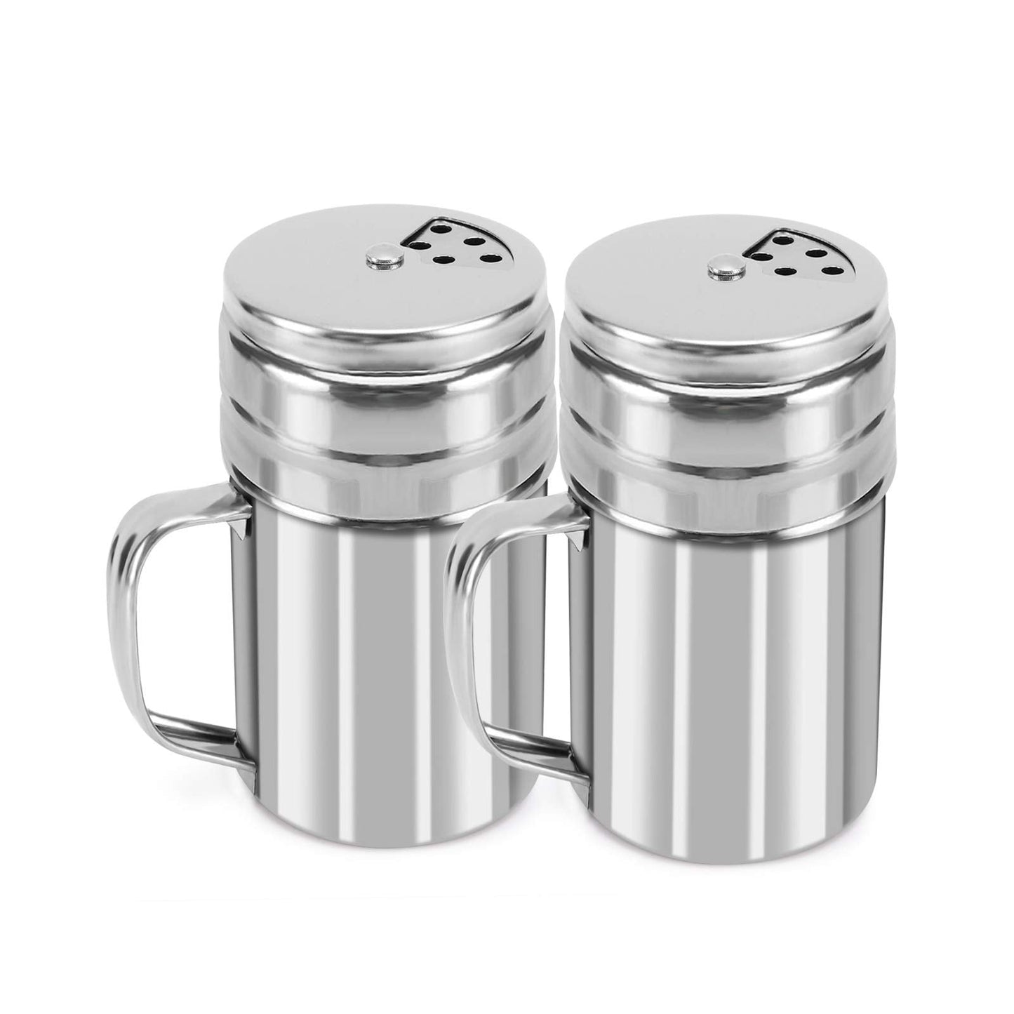 Accmor 2pcs Powder Sugar Shakers+ 2pcs Salt and Pepper Shakers with Handle,Shakers For Cinnamon Sugar Pepper Powder Cocoa Flour Salt