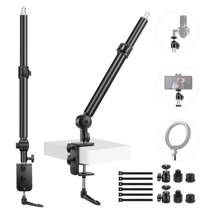 NEEWER Extendable Camera Desk Mount with Ball Head, 17"-40" Adjustable Table Light Stand with 1/4" Screw & C Clamp for DSLR Camera, Ring Light, Live Stream, Vlog, Max Load: 6.6lb/3kg, TL283 (RED)