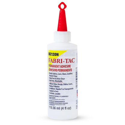 Beacon Fabri-Tac 118ml Permanent Adhesive Fabric Glue - Strong Leather Glue for Lace, Clothes, Glass, Wood & Trims - Quick Drying Craft Glue for Upholstery, Home decor & Household Repairs