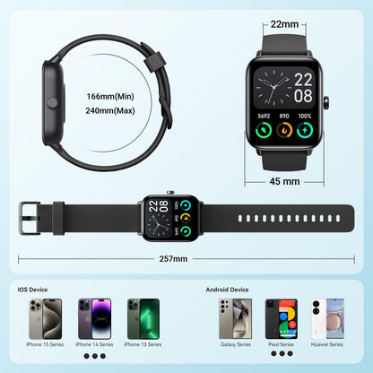 Smart Watches for Men Women, Alexa Built-in, 1.8" Smartwatch with Heart Rate/SpO2/Sleep/Stress, IP68 Waterproof Fitness Tracker with Bluetooth Call (Answer/Make), 101+ Sports Modes, for Android iPhone